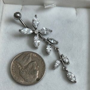 Silver Leaf belly button navel ring
